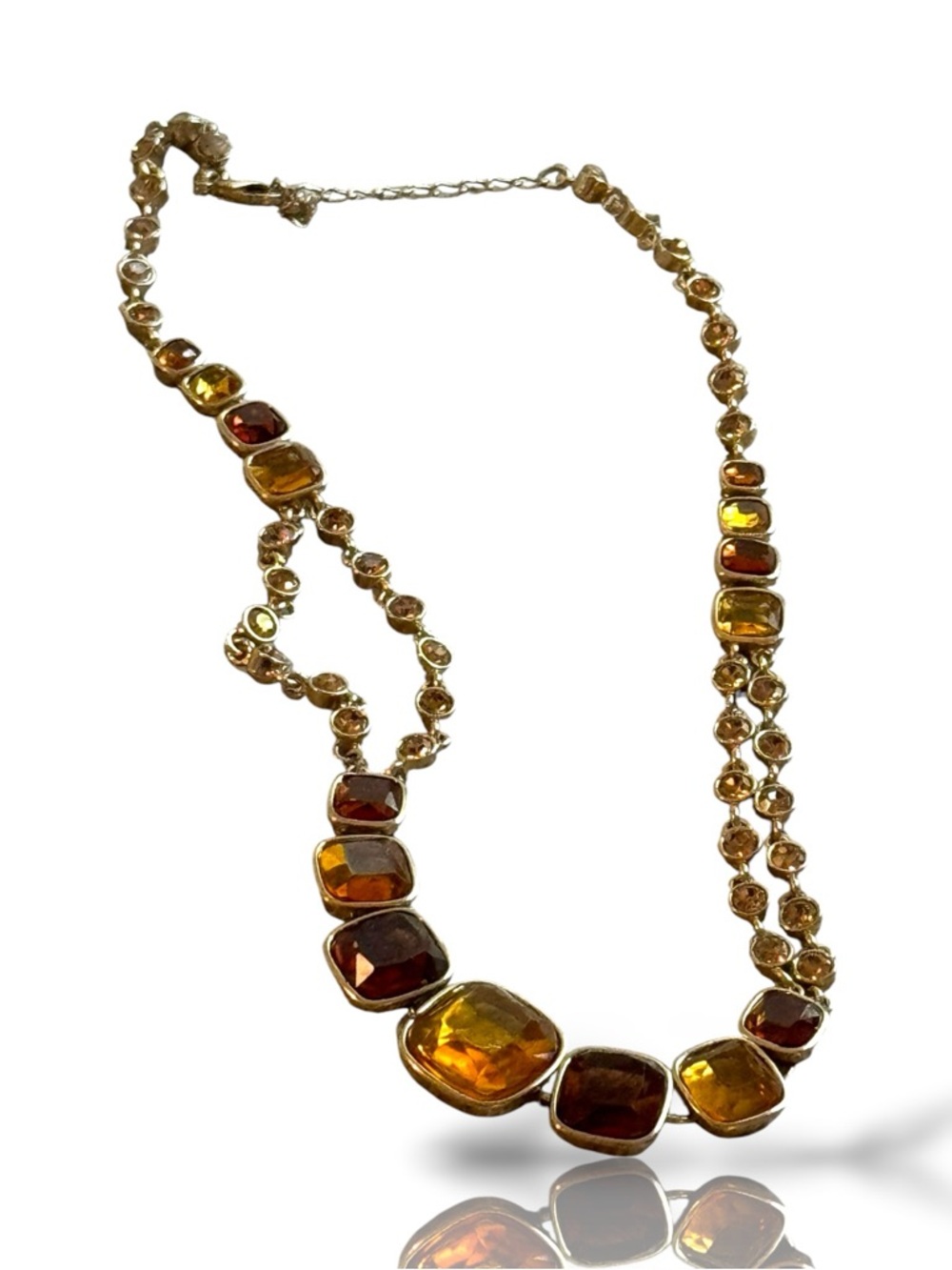 Gold-Tone Amber Glass Necklace
